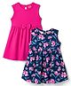 Babyhug Single Jersey Knit Sleeveless Frocks with Floral Print & Bow Applique Pack of 2 - Multicolor