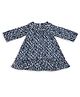 Young Birds Woven Full Sleeves Abstract Printed Dress - Blue