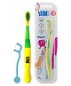 STIM Junior Ultra soft toothbrush with tongue scrapper | comes with flosser | Dentist Choice | Multicoloured