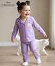 Babyhug Disney Single Jersey Knit Full Sleeves Co-ords Shirt & Pajama Night Suit with Marie Print - Lavender