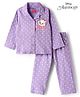 Babyhug Disney Single Jersey Knit Full Sleeves Co-ords Shirt & Pajama Night Suit with Marie Print - Lavender