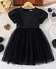 Mark & Mia Half Puffed Sleeves Solid Colour Flared Party Dress - Black