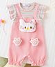Mark & Mia Cotton Half Sleeves Striped Rompers with Bunny Applique -  Pink