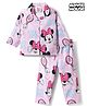 Babyhug Disney Poplin Woven Half Sleeves Shirt & Pyjama Co-ords Night Suit With Minnie Mouse Graphic  - Pink