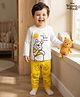 Babyhug Disney Single Jersey Knit Full Sleeves T-Shirt & Pyjama Night Suit With Winnie Graphics - White & Yellow