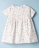 Zero Sinker Knit Half Sleeves Floral Printed Frock - OffWhite