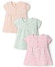 Zero Sinker Knit Half Sleeves Cherry & Rainbow Printed Frocks Pack of 3 - Pink Mint & Peach