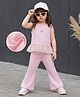 Mark & Mia Cotton Sleeveless Solid Top & Lounge Pant Set With Heart Applique - Pink