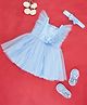Pantaloons Baby Cotton Knit Sleeveless Frill &  Floral Applique Detailed Dress With Headband - Blue