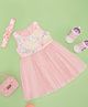 Pantaloons Baby Knit Sleeveless Sequins Embellished Dress With Headband - Pink
