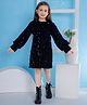 Peppermint Knitted Knit Full Sleeves Sequins Embellished & Bow Applique Detailed Dress - Black