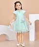 Peppermint Woven Half Cap Sleeves Floral Designed Sequins Embellished Dress - Sea Green