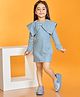 Peppermint Knitted Knit Full Sleeves Floral & Bow Applique Detailed Dress - Blue
