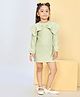 Peppermint Knitted Knit Full Sleeves Floral & Bow Applique Detailed Dress - Olive Green