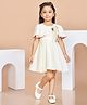 Peppermint Woven Half Flutter Sleeves Floral Applique & Lace Detailed Dress - Cream