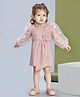 Peppermint Woven Full Puffed Sleeves Bow Detailed Dress - Peach