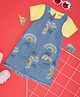 Pantaloons Baby Denim Rainbow Printed Dungaree Dress With Half Sleeves Tee - Navy Blue