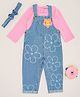 Pantaloons Baby Denim Full Sleeves Floral Designed Dungaree With Tee - Blue