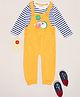 Pantaloons Baby Cotton Spandex Knit Fox Printed Dungaree With Full Sleeves Striped Tee - Yellow