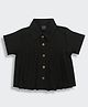 Tiny Girl Woven Half Sleeves Solid Pleated Shirt - Black