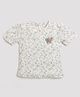 Tiny Girl Woven Half Sleeves Floral Applique Detailed & Printed Top - Peach