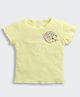 Tiny Girl Knit Half Sleeves Smile Text Designed Sequins Embellished Top - Yellow