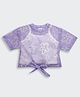 Tiny Girl Cotton Woven Half Sleeves Floral Printed Top With Solid Inner Tee - Purple