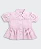 Tiny Girl Cotton Woven Half Puffed Sleeves Floral Lace Embellished Shirt Style Top - Lavender