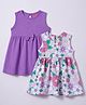 Babyhug 100% Cotton Knit Sleeveless Floral Printed Frock With Bow Applique Pack Of 2 - Multicolor