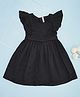 Pantaloons Junior Woven Half Sleeves Shimmer Detailed Dress - Black