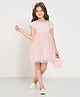 Pantaloons Junior Cotton Spandex Knit Half Sleeves Floral Applique Detailed Dress - Pink