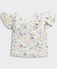 Tiny Girl Woven Half Sleeves Floral Applique Detailed & Printed Top - Green
