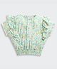 Tiny Girl Woven Half Sleeves Abstract Printed Top - Green