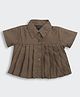 Tiny Girl Woven Half Sleeves Soild Shirt- Brown