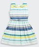 Tiny Girl Cotton Woven Sleeveless Striped Dress With Belt - Blue