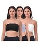 Adira Cotton Spandex Knit Pack Of 3 Solid Tube Bras - Black Grey & White