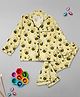 Pyjama Party Pure Cotton Woven Full Sleeves Bee Printed Coordinating Shirt & Pajama Night Suit - Yellow
