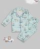 Pyjama Party Pure Cotton Woven Full Sleeves Teddy & Plane Printed Coordinating Shirt & Pajama Night Suit - Blue