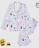 Pyjama Party Pure Cotton Woven Full Sleeves Good Morning Text Printed Coordinating Shirt & Pajama Night Suit - Blue
