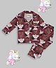 Pyjama Party Pure Cotton Woven Full Sleeves Im So Cute Text Printed Coordinating Shirt & Pajama Night Suit - Brown