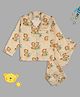 Pyjama Party Pure Cotton Woven Full Sleeves Lion Printed Coordinating Shirt & Pajama Night Suit - Yellow