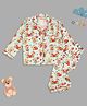 Pyjama Party Pure Cotton Woven Full Sleeves Teddy Printed Coordinating Shirt & Pajama Night Suit - Blue