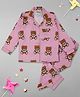 Pyjama Party Pure Cotton Woven Full Sleeves Teddy Printed Coordinating Shirt & Pajama Night Suit - Pink