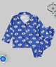 Pyjama Party Pure Cotton Woven Full Sleeves Evil Eye Printed Coordinating Shirt & Pajama Night Suit - Blue