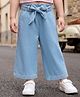 Babyhug Solid Color Denim Capri with Belt - Light Blue