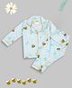 Pyjama Party Cotton Rayon Woven Full Sleeves Bee Printed Coordinating Shirt & Pant Night Suit - Blue