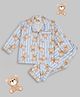 Pyjama Party Cotton Rayon Woven Full Sleeves Teddy Bear  Printed Coordinating Shirt & Pant Night Suit - Blue