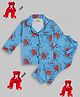 Pyjama Party Cotton Rayon Woven Full Sleeves Bears Printed Coordinating Shirt & Pant Night Suit - Blue