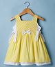 Babyhug Cotton Woven Sleeveless Striped Frock with Bow Applique - Yellow