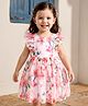 Babyhug Cotton Woven Frill Sleeves Frock With Floral Print - Pink